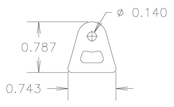 4130 1/16" THK - .140" HOLE - 7/8" HT, STRAIGHT MINI CHASSIS TAB - QTY 20